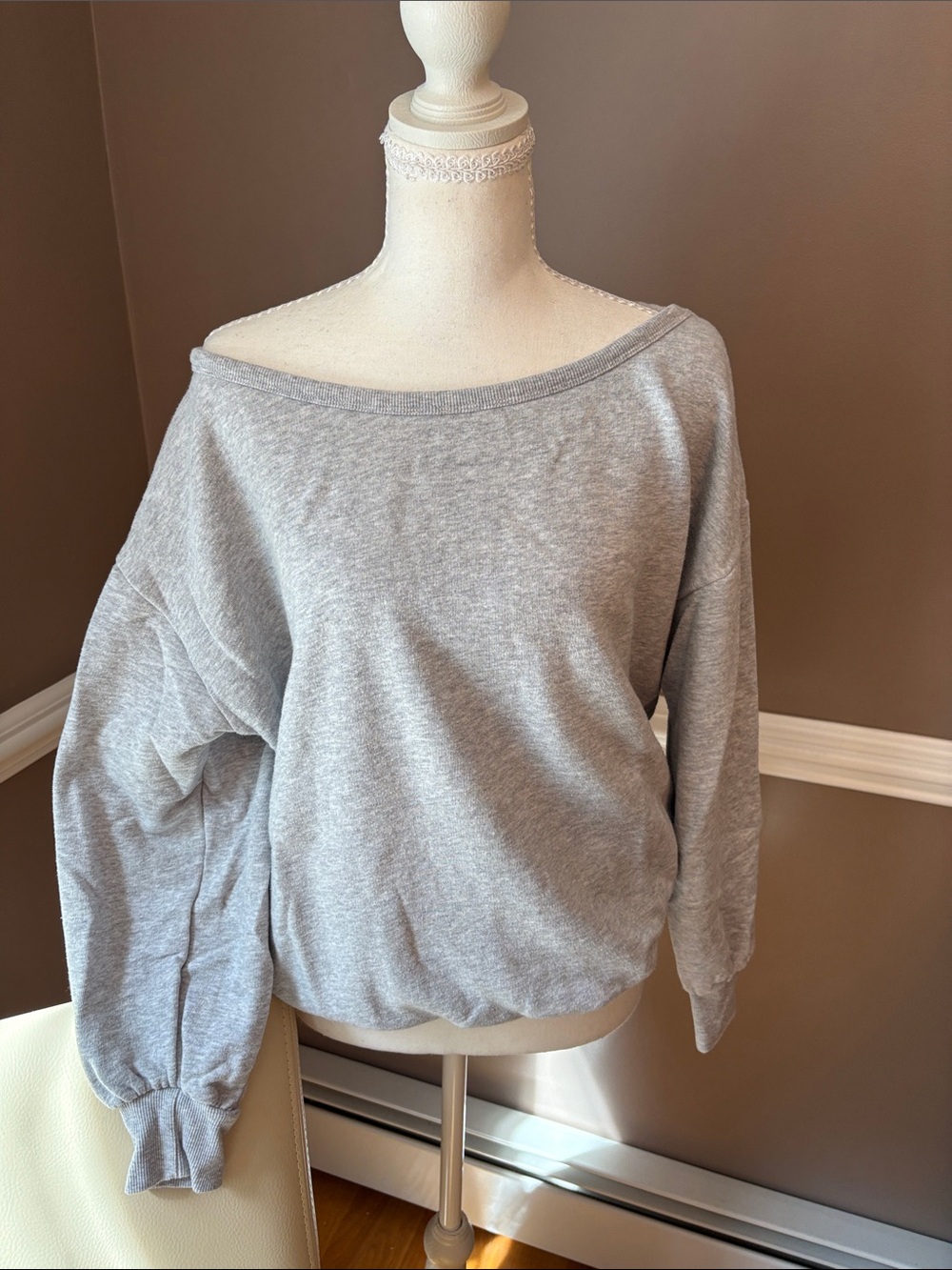 Victoria's Secret Light Gray Off-the-Shoulder Sweatshirt